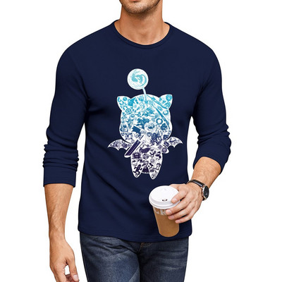 Uus Moogle-värss (sinine) pikk T-särk ülev t-särk t-särgid meeste kawaii riided mustad t-särgid meestele