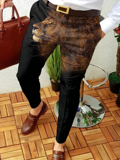 Muške poslovne ležerne hlače s printom geometrijskog uzorka ravne duge hlače muška moda proljeće jesen ulična muška odjeća