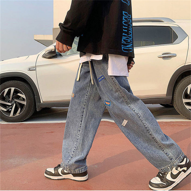 Muške traper hlače Modne široke traperice širokih nogavica Ležerna ulična odjeća Hlače s otisnutim križem traperice Hlače široke muške traperice