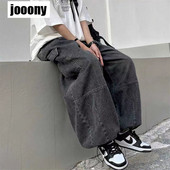 2022 Proljeće Jesen Hlače y2k široke traperice za muškarce Hlače širokih nogavica Džepovi Elastični struk Ulična odjeća Široke udobne hlače