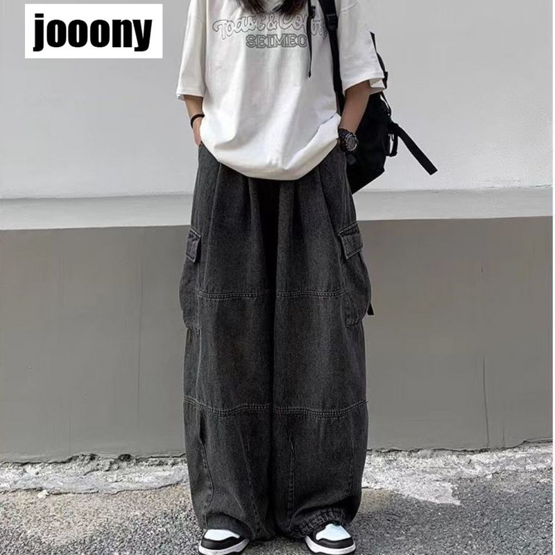 2022 Proljeće Jesen Hlače y2k široke traperice za muškarce Hlače širokih nogavica Džepovi Elastični struk Ulična odjeća Široke udobne hlače