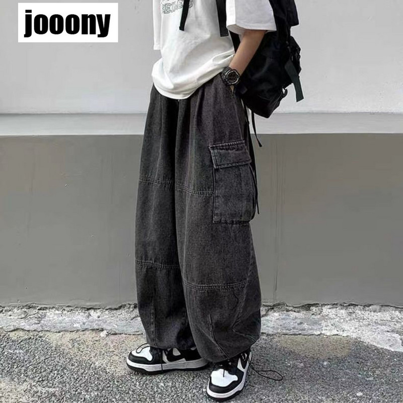 2022 Proljeće Jesen Hlače y2k široke traperice za muškarce Hlače širokih nogavica Džepovi Elastični struk Ulična odjeća Široke udobne hlače
