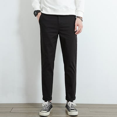 2023. Nove ležerne hlače, muške 97% pamuk, debele jednobojne poslovne modne ravne rastezljive sive hlače, muška marka odjeće 38