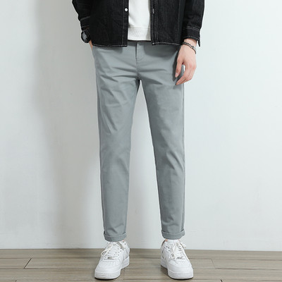 2023. Nove ležerne hlače, muške 97% pamuk, debele jednobojne poslovne modne ravne rastezljive sive hlače, muška marka odjeće 38