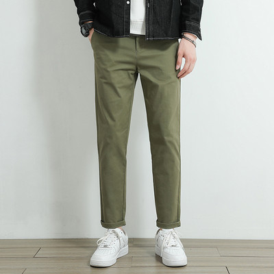 2023. Nove ležerne hlače, muške 97% pamuk, debele jednobojne poslovne modne ravne rastezljive sive hlače, muška marka odjeće 38