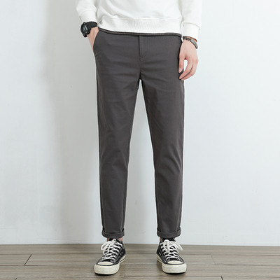 2023. Nove ležerne hlače, muške 97% pamuk, debele jednobojne poslovne modne ravne rastezljive sive hlače, muška marka odjeće 38