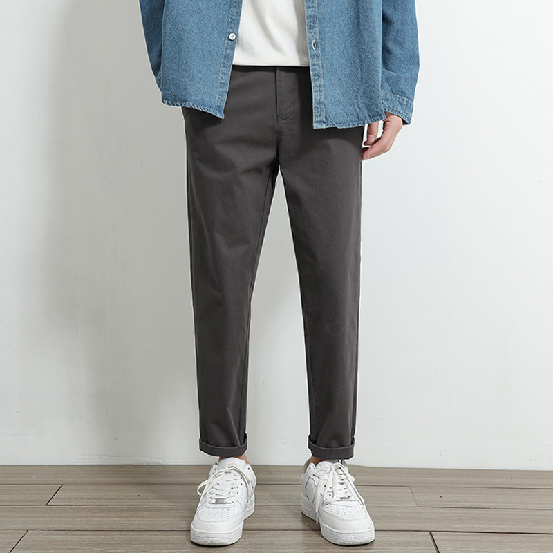 2023. Nove ležerne hlače, muške 97% pamuk, debele jednobojne poslovne modne ravne rastezljive sive hlače, muška marka odjeće 38