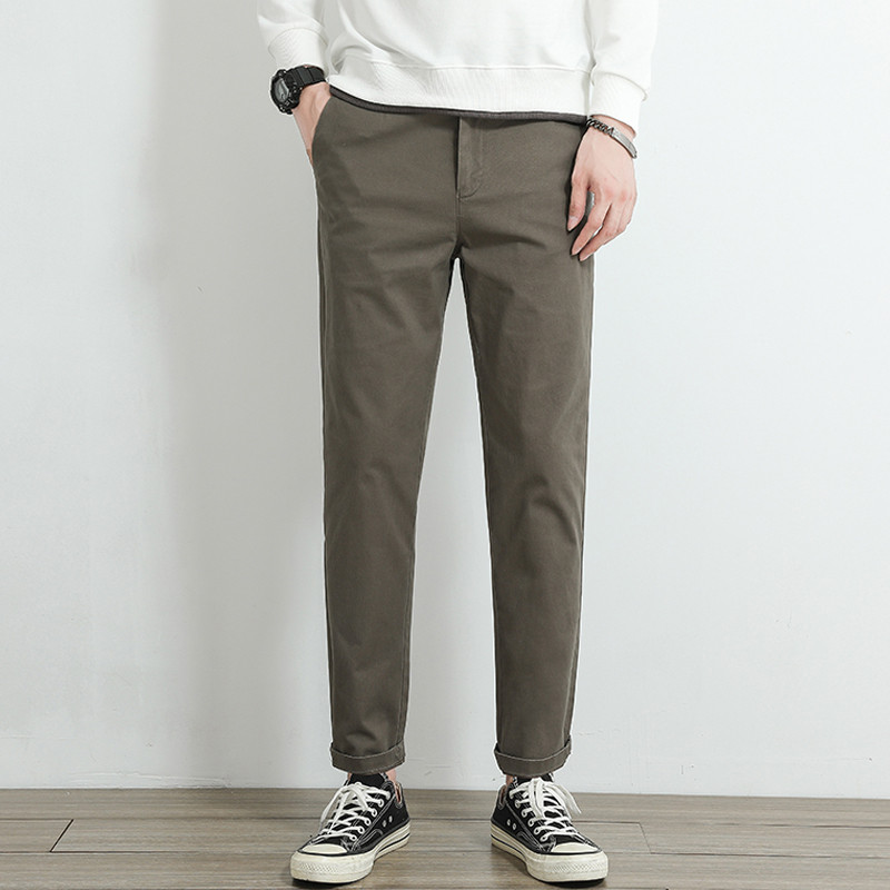 2023. Nove ležerne hlače, muške 97% pamuk, debele jednobojne poslovne modne ravne rastezljive sive hlače, muška marka odjeće 38