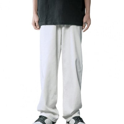 Nove jesenske muške traper hlače širokih nogavica u korejskom stilu, ravne svijetloplave široke traperice, studentske hlače s elastičnim strukom, muške crno sive