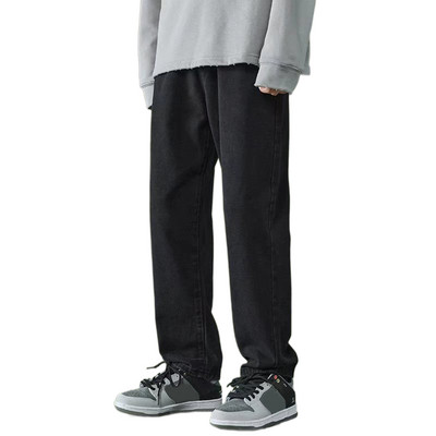 Nove jesenske muške traper hlače širokih nogavica u korejskom stilu, ravne svijetloplave široke traperice, studentske hlače s elastičnim strukom, muške crno sive