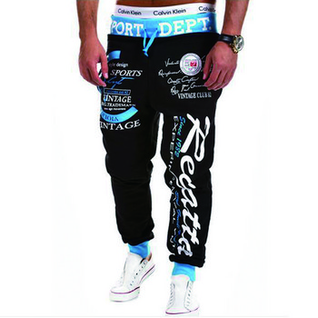 Ανδρικό αθλητικό παντελόνι Jogger Παντελόνι Ελαστική μέση γράμματα γραφικά στάμπες Αθλητικά υπαίθρια καθημερινά ρούχα Casual Hip Hop Γκρι-μπλε Μαύρο