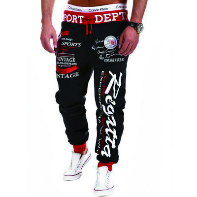 Muške trenirke Hlače za trčanje Hlače s elastičnim strukom Slovo Grafički ispisi Sport Za van Dnevna odjeća Ležerna Hip Hop Sivo-plava Crna