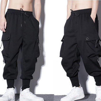 Свободни харем панталони Мъжки карго панталони Хип-хоп външни ежедневни панталони с дължина до глезена Модни улични спортни панталони с джоб