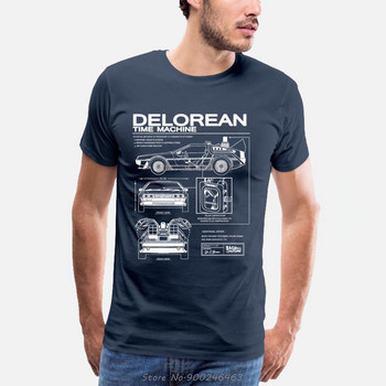 Тениска със схематична тениска Back To The Future Delorean Тениска с принт Мъжка мотоциклетна памучна тениска Летни мъжки хип-хоп тениски