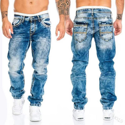 Straight Jeans Man Vintage Wash Denim παντελόνι Άνοιξη Καλοκαίρι Boyfriend φαρδύ τζιν ανδρικό Streetwear Cacual Designer Cowboy παντελόνι