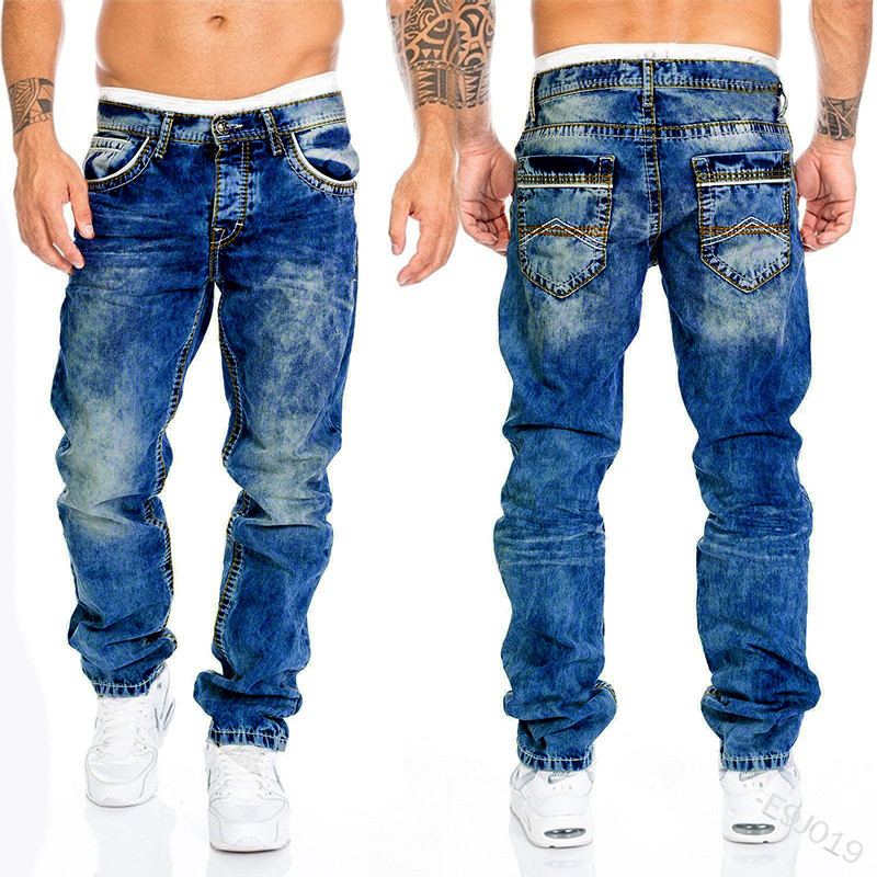 Straight Jeans Man Vintage Wash Denim παντελόνι Άνοιξη Καλοκαίρι Boyfriend φαρδύ τζιν ανδρικό Streetwear Cacual Designer Cowboy παντελόνι