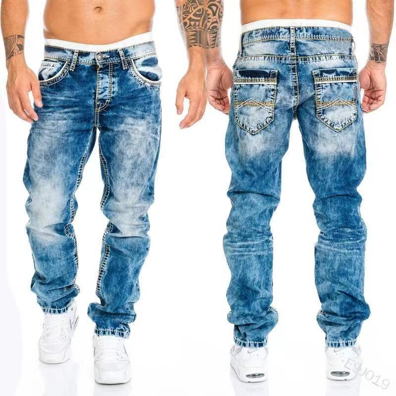 Straight Jeans Man Vintage Wash Denim παντελόνι Άνοιξη Καλοκαίρι Boyfriend φαρδύ τζιν ανδρικό Streetwear Cacual Designer Cowboy παντελόνι