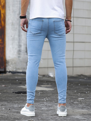 2023 New Men Stretch Skinny Jeans Ανδρικά σχεδιαστικά ελαστικά τζιν παντελόνια με μολύβι Τζιν Streetwear Sky Blue Fashion Jeans