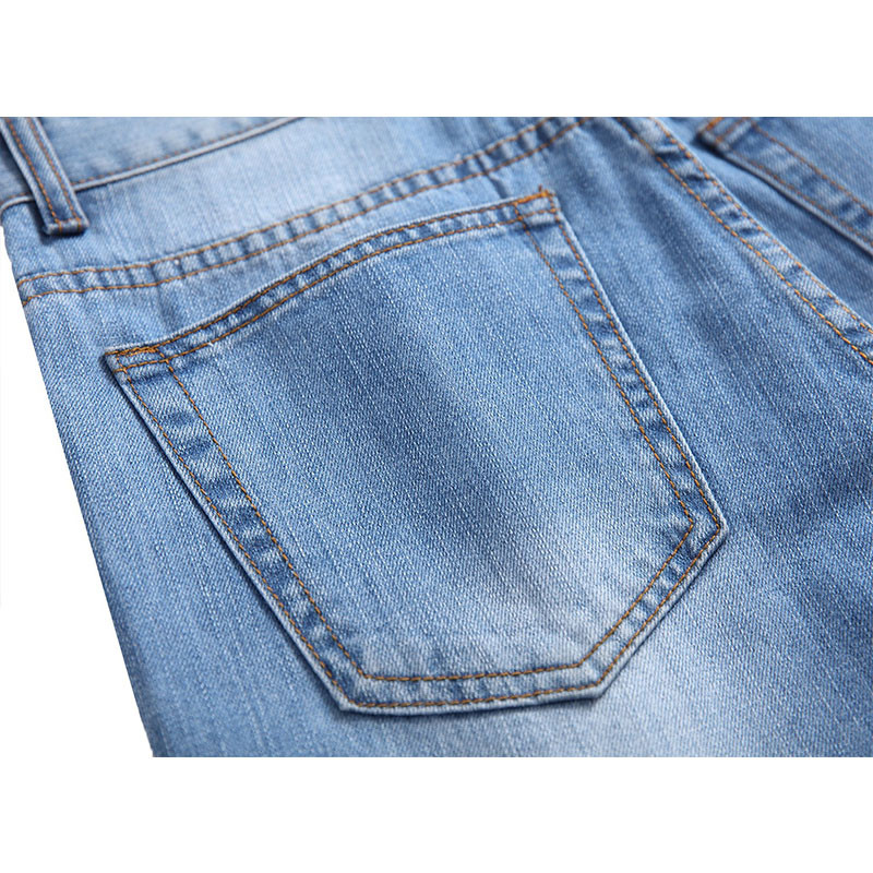 Muške vintage poderane traperice Muške ležerne traper hlače ravnih nogavica Svijetloplave uske traperice s rupicama Najprodavanije