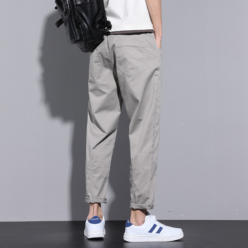 2023 Νέο Φθινόπωρο Χειμώνας 97%Βαμβακερό παντελόνι μέχρι τον αστράγαλο Ανδρικό παντελόνι καθημερινής λεπτής γραμμής Χοντρό μονόχρωμο γκρι μάρκας casual παντελόνι ανδρικό 28-38