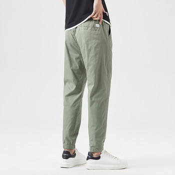 Μάρκα OUSSYU Φθινοπωρινό βαμβακερό παντελόνι με μήκος μέχρι τον αστράγαλο Ανδρικό με χοντρό κορδόνι Άνετο κορεάτικο μονόχρωμο ανοιχτό πράσινο παντελόνι Harun αντρικό