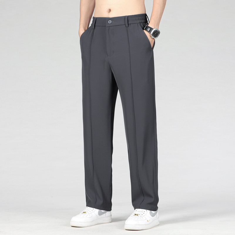 Sügistalvine Meeste Stretch vabaaja püksid Ärilised elastsed vööpüksid Meeste Khaki lahtised sirged püksiriided Plus-suuruses M-4XL