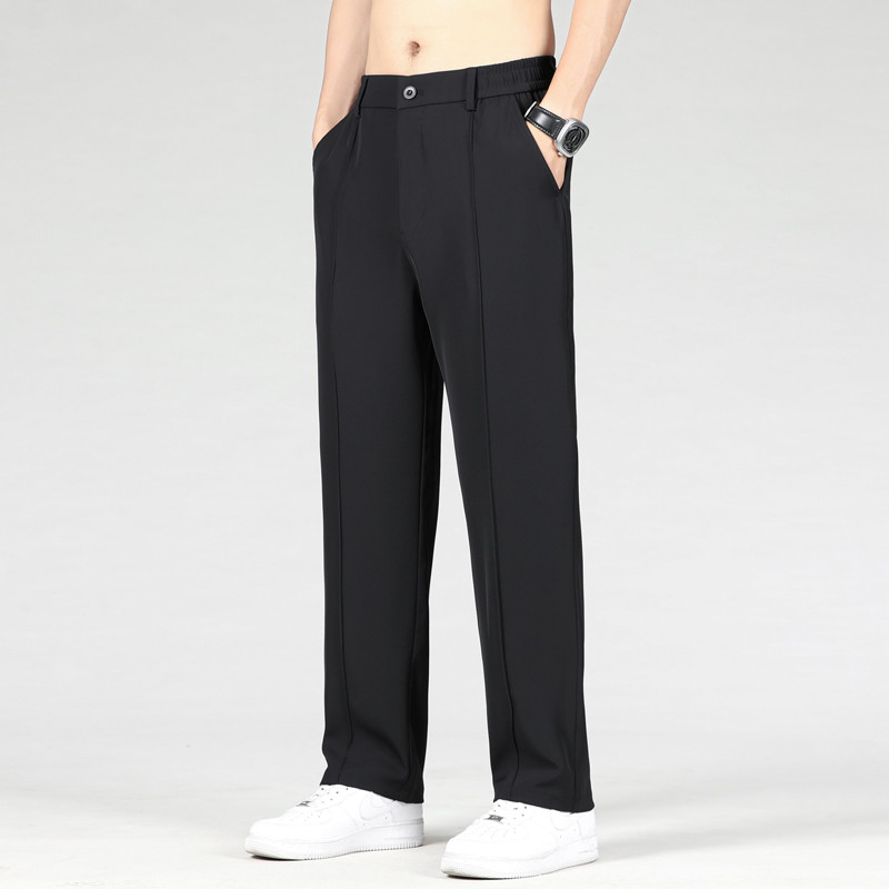 Sügistalvine Meeste Stretch vabaaja püksid Ärilised elastsed vööpüksid Meeste Khaki lahtised sirged püksiriided Plus-suuruses M-4XL