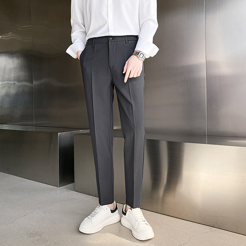 Sügistalveülikond Püksid Meeste Stretch Äri elastne vöökoht õhuke pahkluu püksid Korea paksud püksid meeste suur suurus 40 42