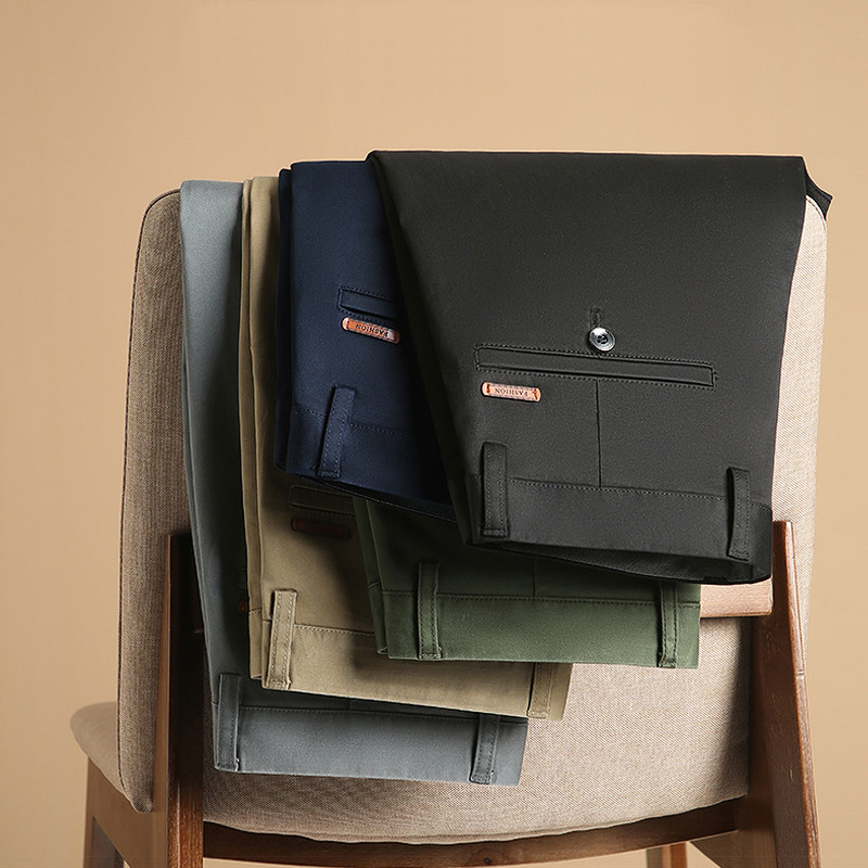 Brändi Riietus Meeste sirge istmega ülikond Püksid Meeste Sügis Talv Äri Stretch Hall Khaki Must Paksud Püksid Meeste Suurus 40 42