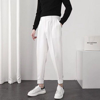 Μόδα Ανδρικά Casual Παντελόνια Ελαστική μέση Μικρά πόδια Λεπτά Κορεάτικα Στιλ Πλισέ κωνικό Ανδρικό παντελόνι Blazer Παντελόνι Streetwear