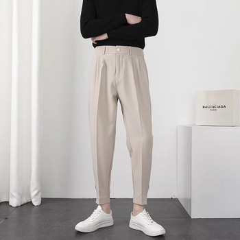 Μόδα Ανδρικά Casual Παντελόνια Ελαστική μέση Μικρά πόδια Λεπτά Κορεάτικα Στιλ Πλισέ κωνικό Ανδρικό παντελόνι Blazer Παντελόνι Streetwear