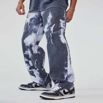 2021 Μόδα Ανδρικά τζιν με εμπριμέ τζιν Lucky Cloud Pattern ίσιο πόδι Υψηλής ποιότητας Jean Teen Streetwear Hip Hop Τζιν παντελόνι