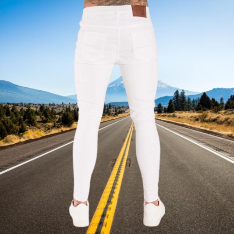 Jeans Wihte Muške uske traperice s elastičnim strukom 2023 Rastezljive poderane traper hlače Streetwear Ljetne muške visokokvalitetne jogger hlače