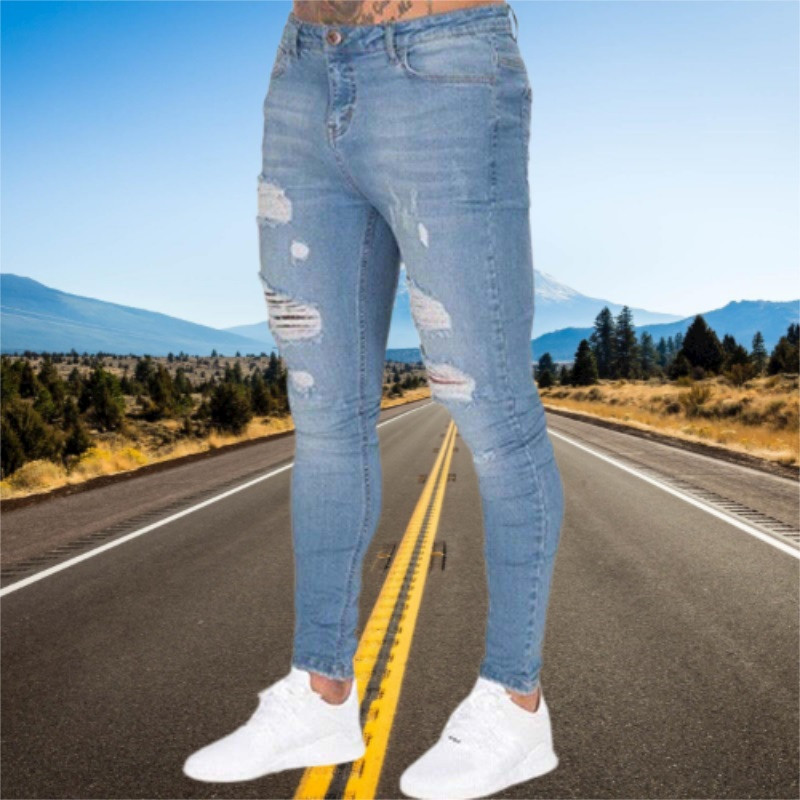 Jeans Wihte Muške uske traperice s elastičnim strukom 2023 Rastezljive poderane traper hlače Streetwear Ljetne muške visokokvalitetne jogger hlače
