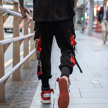 Мъжки карго панталони Ежедневни хип-хоп хитови цветове Панталони с множество джобове Streetwear Панделки Techwear Спортни панталони