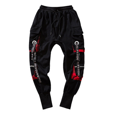 Meeste püksid vabaaja hip-hop hitt värvi mitu taskut püksid tänavarõivad paelad Techwear dressipüksid
