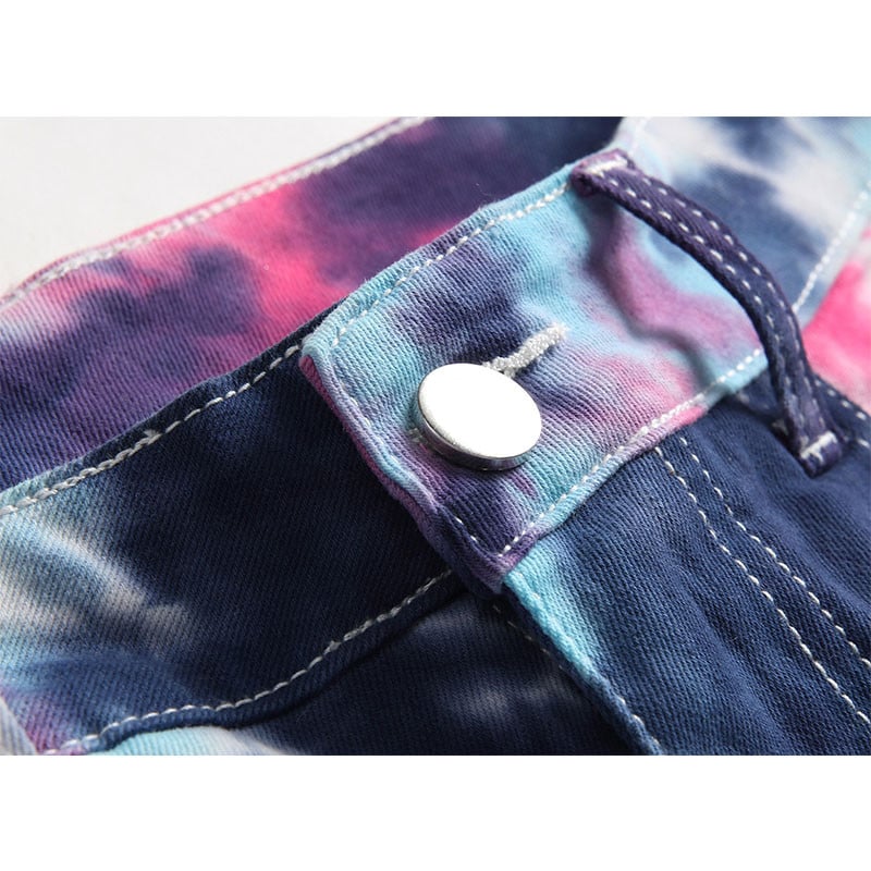 Ευρωπαϊκά και αμερικανικά ανδρικά χιπ χοπ πολύχρωμα τζιν μόδας με ψηφιακή εκτύπωση Τζιν λεπτό ίσιο παντελόνι Stretch παντελόνι