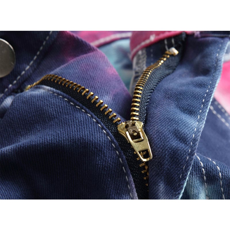 Ευρωπαϊκά και αμερικανικά ανδρικά χιπ χοπ πολύχρωμα τζιν μόδας με ψηφιακή εκτύπωση Τζιν λεπτό ίσιο παντελόνι Stretch παντελόνι