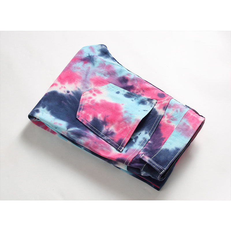 Ευρωπαϊκά και αμερικανικά ανδρικά χιπ χοπ πολύχρωμα τζιν μόδας με ψηφιακή εκτύπωση Τζιν λεπτό ίσιο παντελόνι Stretch παντελόνι