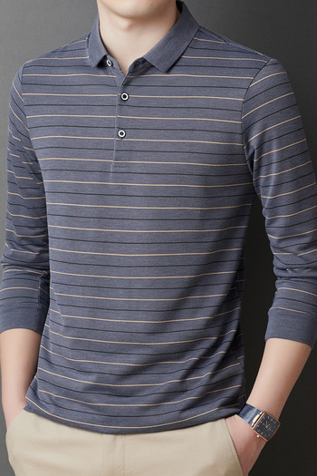 Мъжки корейски ризи с копчета, бизнес тениска, мъжка тениска с дълъг ръкав, тънка поло риза