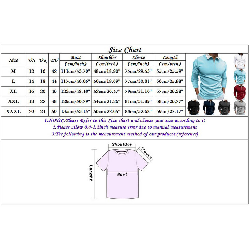 Muške, ležerne, jesenske polo majice s dugim rukavima, bluze s patentnim zatvaračem i ovratnikom, gornji dijelovi muške golf odjeće, uske majice