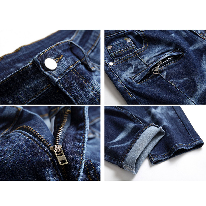 Traperice s plavim šavovima s vezom Muške elastične traper hlače Muške proljeće i jesen Nove hlače Hlače Vintage crne traper traperice