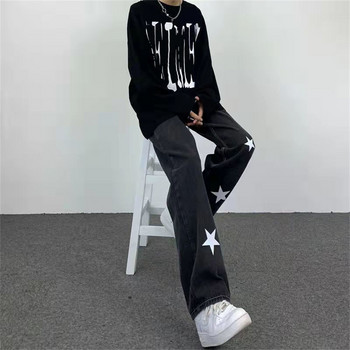 2022 Есен Streetwear Baggy Jeans Мъжки звездни щампи Свободни прави широки панталони Мъжки маркови дрехи, мъжки дънкови панталони