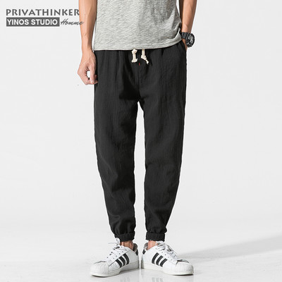 Privathinker pamučne lanene ležerne harem hlače muške trkače muške ljetne hlače muške široke hlače kineskog stila 2023 Harajuku odjeća