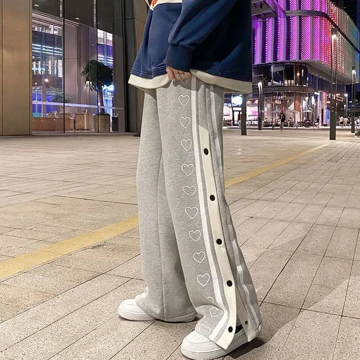 Harajuku Παντελόνι με φαρδύ πόδι Oversize Ανδρικό Streetwear Πλαϊνό Φαρδύ παντελόνι Casual Sport Split Γυναικείο παντελόνι μπάσκετ