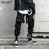 Ανδρικά παντελόνια Cargo Hip Hop Streetwear Παντελόνια Jogger Παντελόνια Hit Color Pocket Sweatpants Καλοκαιρινό Harajuku Casual Ribbons Techwear Παντελόνια