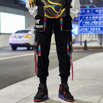 Ανδρικά παντελόνια Cargo Hip Hop Streetwear Παντελόνια Jogger Παντελόνια Hit Color Pocket Sweatpants Καλοκαιρινό Harajuku Casual Ribbons Techwear Παντελόνια