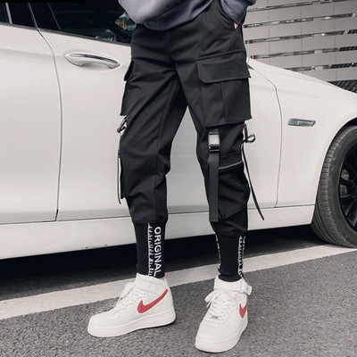Ανδρικά παντελόνια Cargo Hip Hop Streetwear Παντελόνια Jogger Παντελόνια Hit Color Pocket Sweatpants Καλοκαιρινό Harajuku Casual Ribbons Techwear Παντελόνια