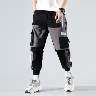 Ανδρικά παντελόνια Cargo Hip Hop Streetwear Παντελόνια Jogger Παντελόνια Hit Color Pocket Sweatpants Καλοκαιρινό Harajuku Casual Ribbons Techwear Παντελόνια