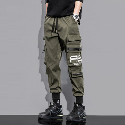 Ανδρικά παντελόνια Cargo Hip Hop Streetwear Παντελόνια Jogger Παντελόνια Hit Color Pocket Sweatpants Καλοκαιρινό Harajuku Casual Ribbons Techwear Παντελόνια